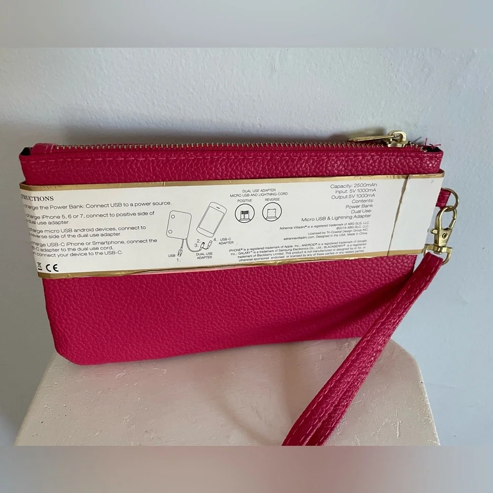 Adrienne Vittadini charging wallet w/ RIFD protection brand new in case magenta